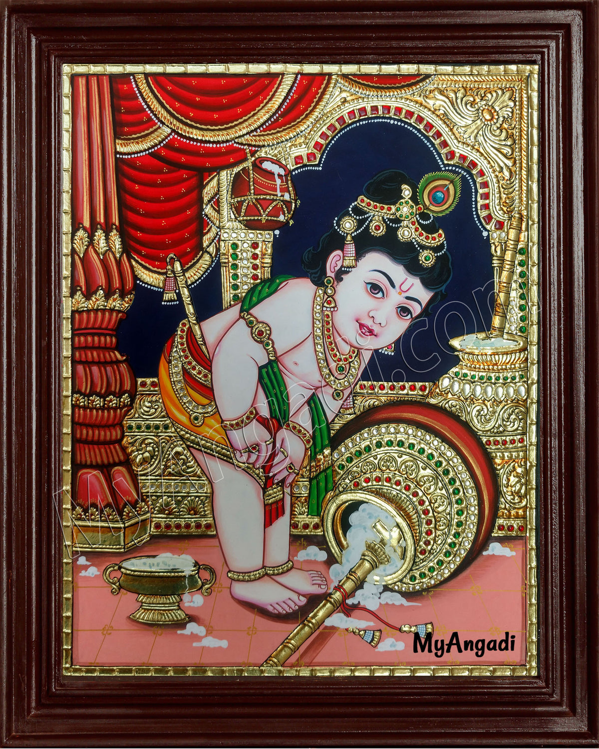 Butter Vennai Krishna Tanjore Painting