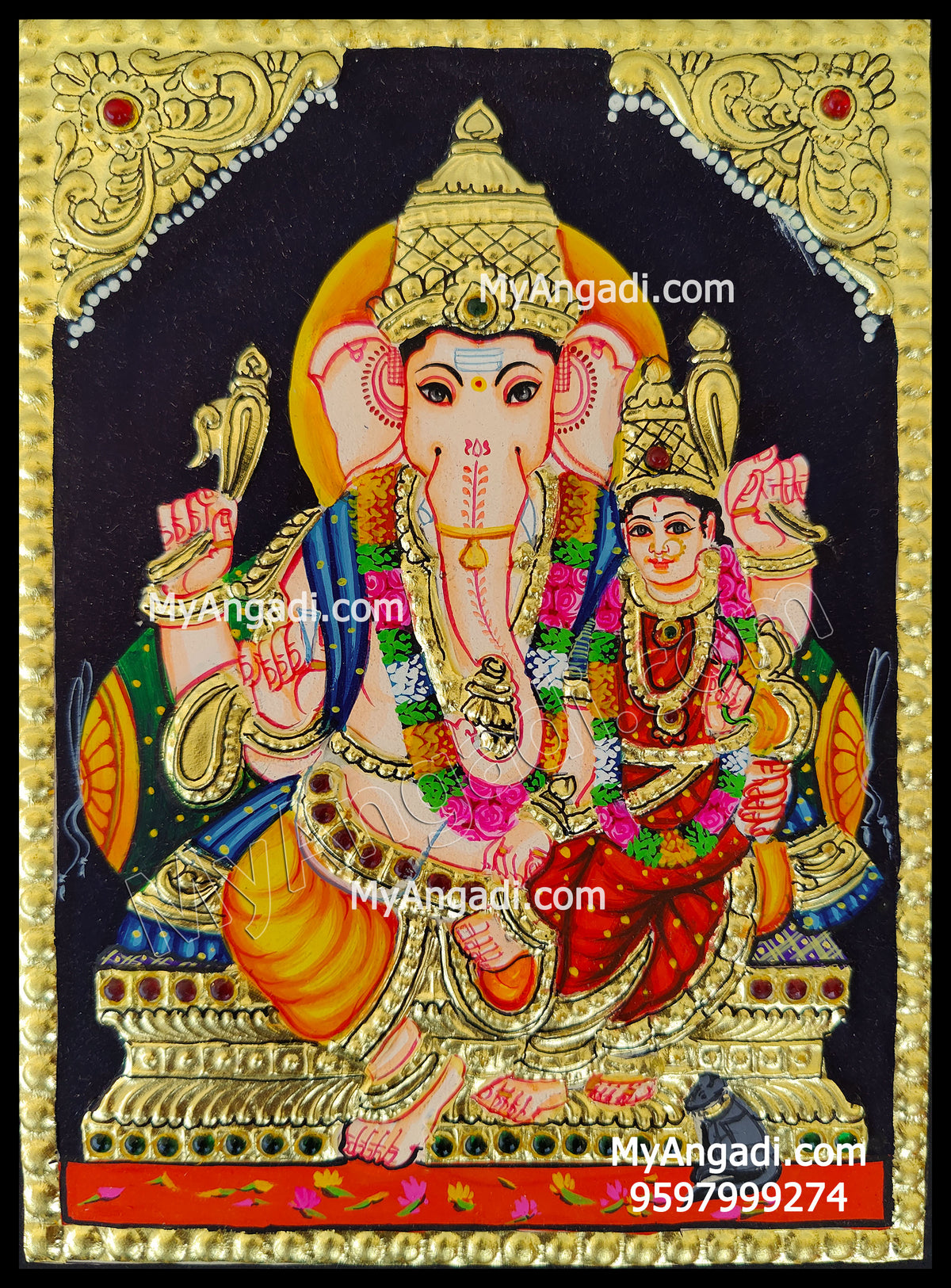 Ganesha Lakshmi Small Tanjore Painting
