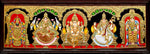 Balaji, Lakshmi, Ganesha, Saraswathi and Murugan - 5 Panel Tanjore Painting