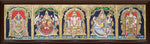 Balaji, Lakshmi, Ganesha, Saraswathi and Murugan - 5 Panel Tanjore Painting
