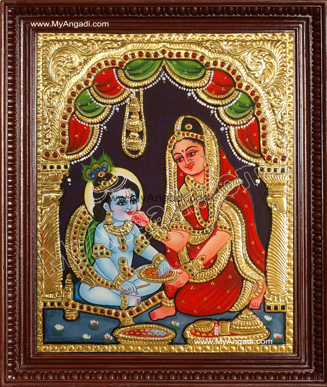 Yasotha Feeding Krishna Tanjore Painting