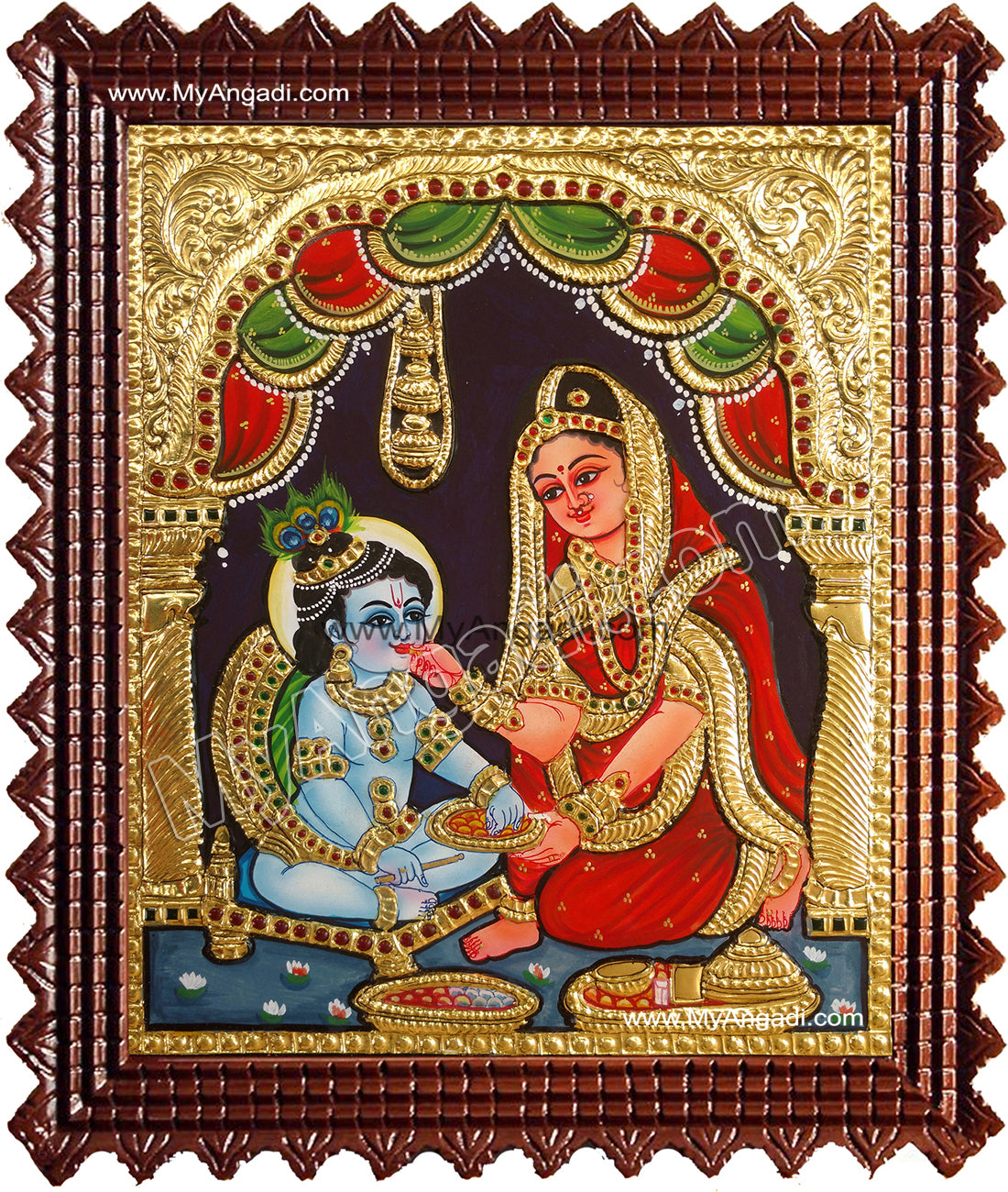 Yasotha Feeding Krishna Tanjore Painting