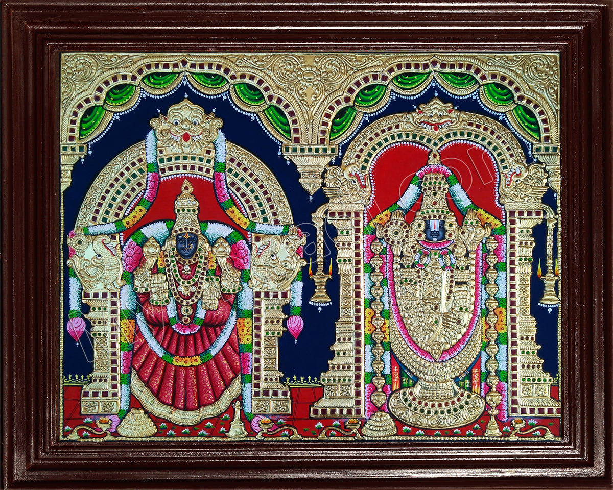 Venkatachalapathi and Alamelu Tanjore Painting