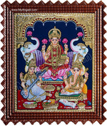 Lakshmi, Ganesha and Saraswathi Tanjore Painting