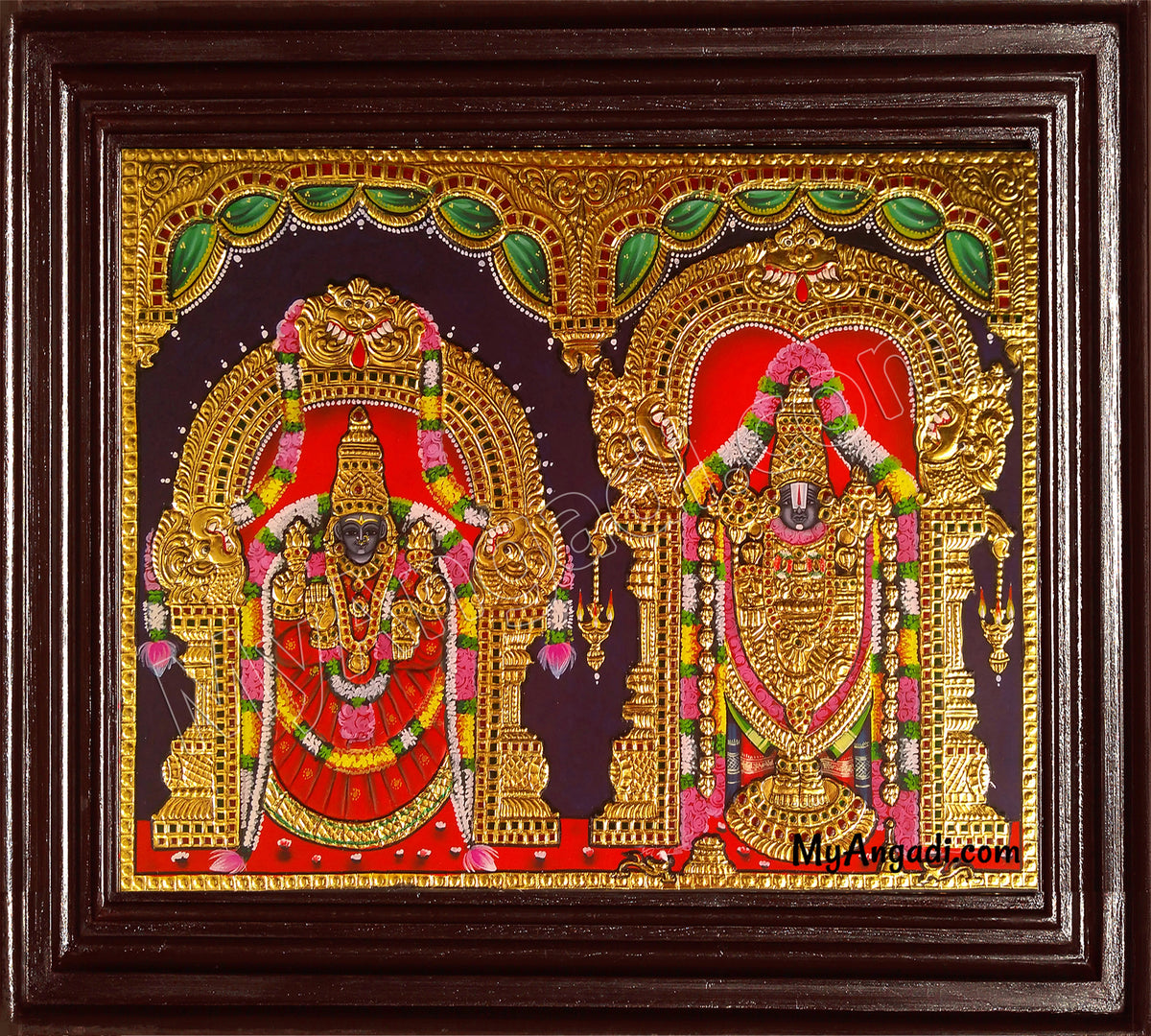 Tirupati Venkatachalapathi and Alamelu Tanjore Painting