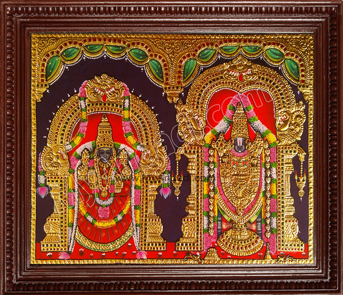 Tirupati Venkatachalapathi and Alamelu Tanjore Painting