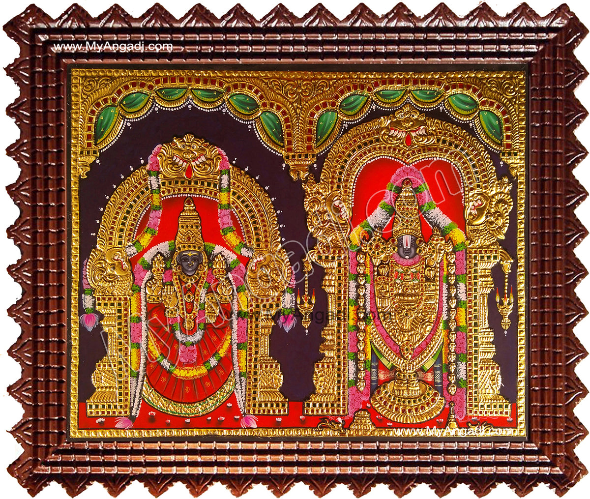 Tirupati Venkatachalapathi and Alamelu Tanjore Painting