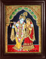 Radha Krishna Embossed Tanjore Painting