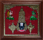 Balaji with Garudan and Hanuman Tanjore Painting