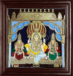 Vishnu with Sreedevi and Boodevi Tanjore Painting