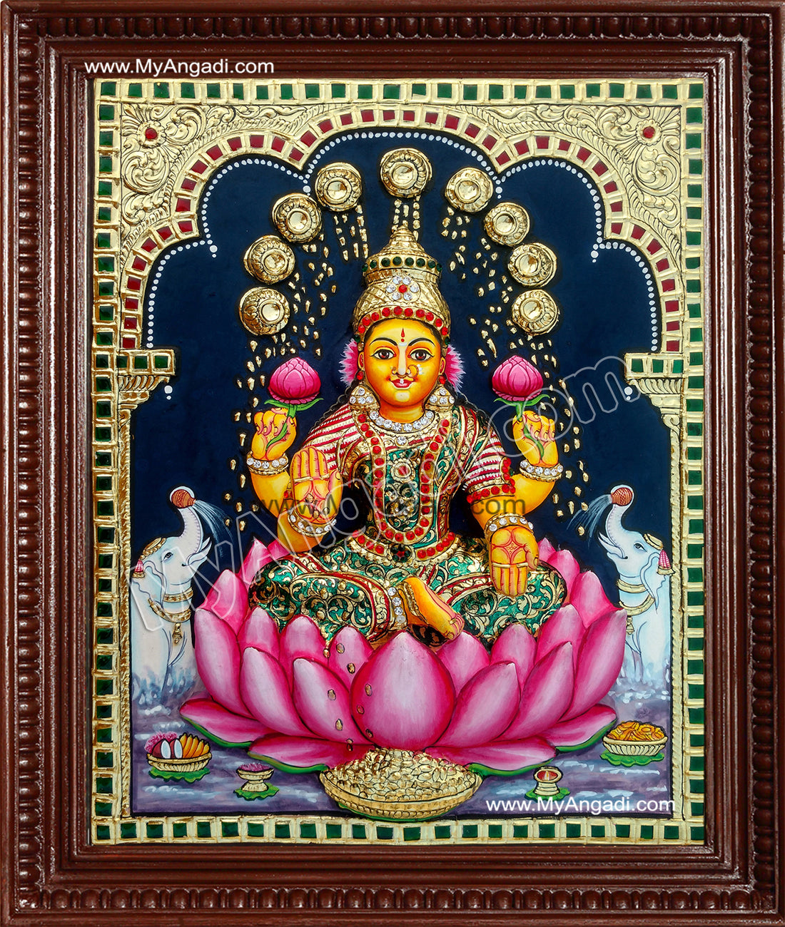 Gaja Lakshmi Super Emboss Tanjore Painting