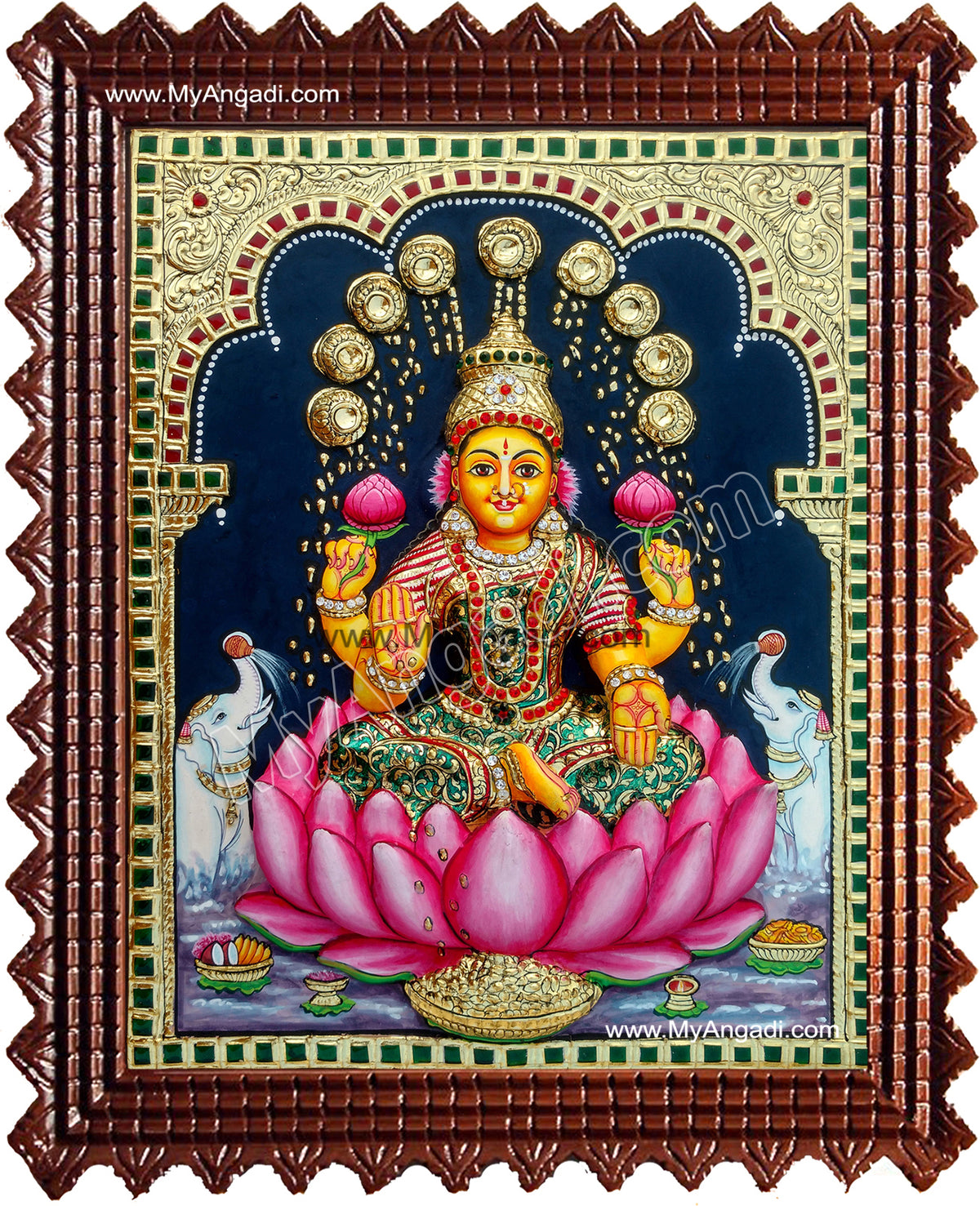 Gaja Lakshmi Super Emboss Tanjore Painting