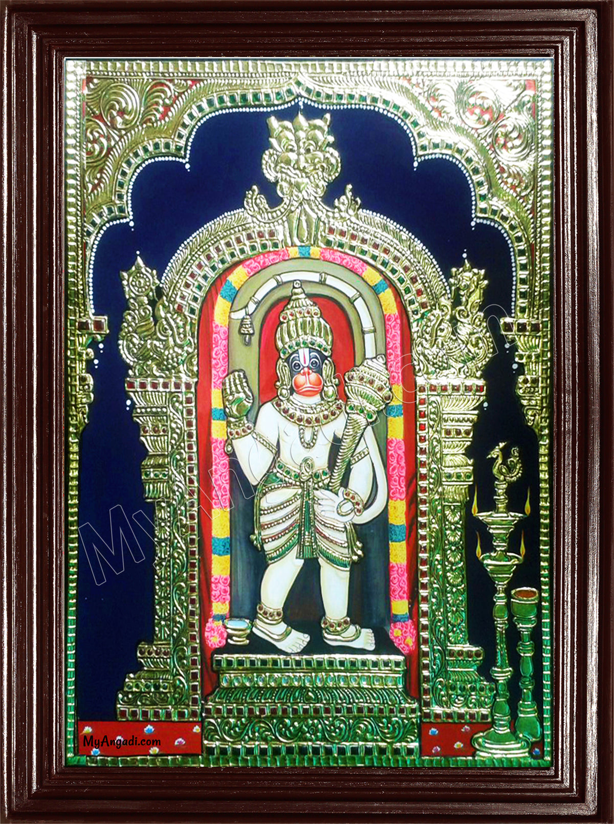 Ashtamsa Sri Varada Anjaneya Tanjore Painting