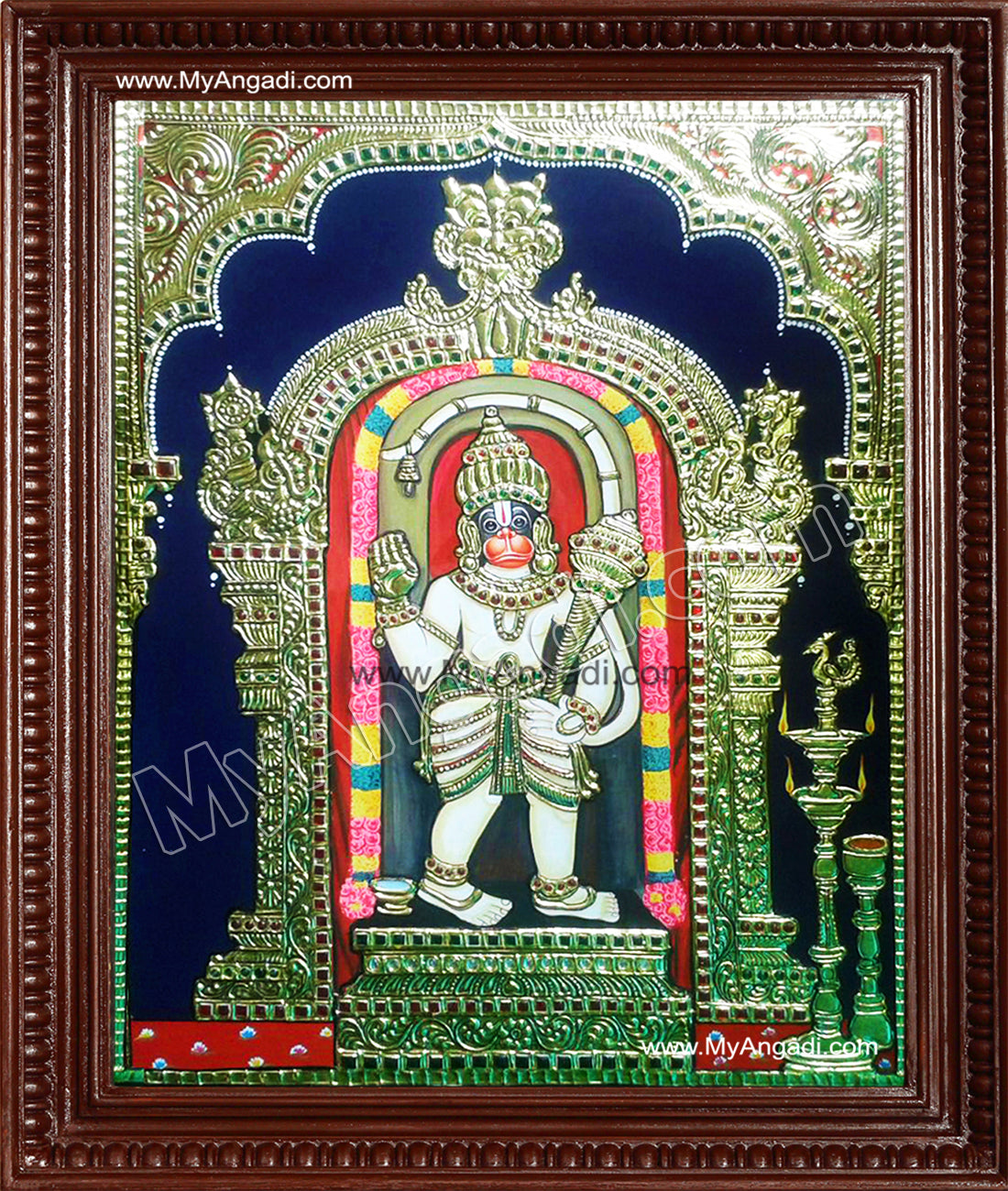 Ashtamsa Sri Varada Anjaneya Tanjore Painting