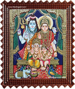 Shiva, Parvathi, Ganesha and Murugan Tanjore Painting