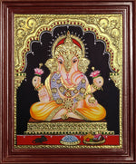 Left Trunk Ganesha Tanjore Painting