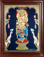 Ganesha with Left Trunk Tanjore Painting