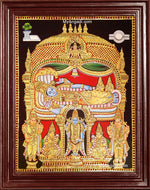 Ranganathar with Sri Devi and Bhu Devi Tanjore Painting
