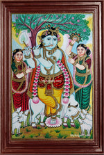Krishna under Punnai Tree Tanjore Painting