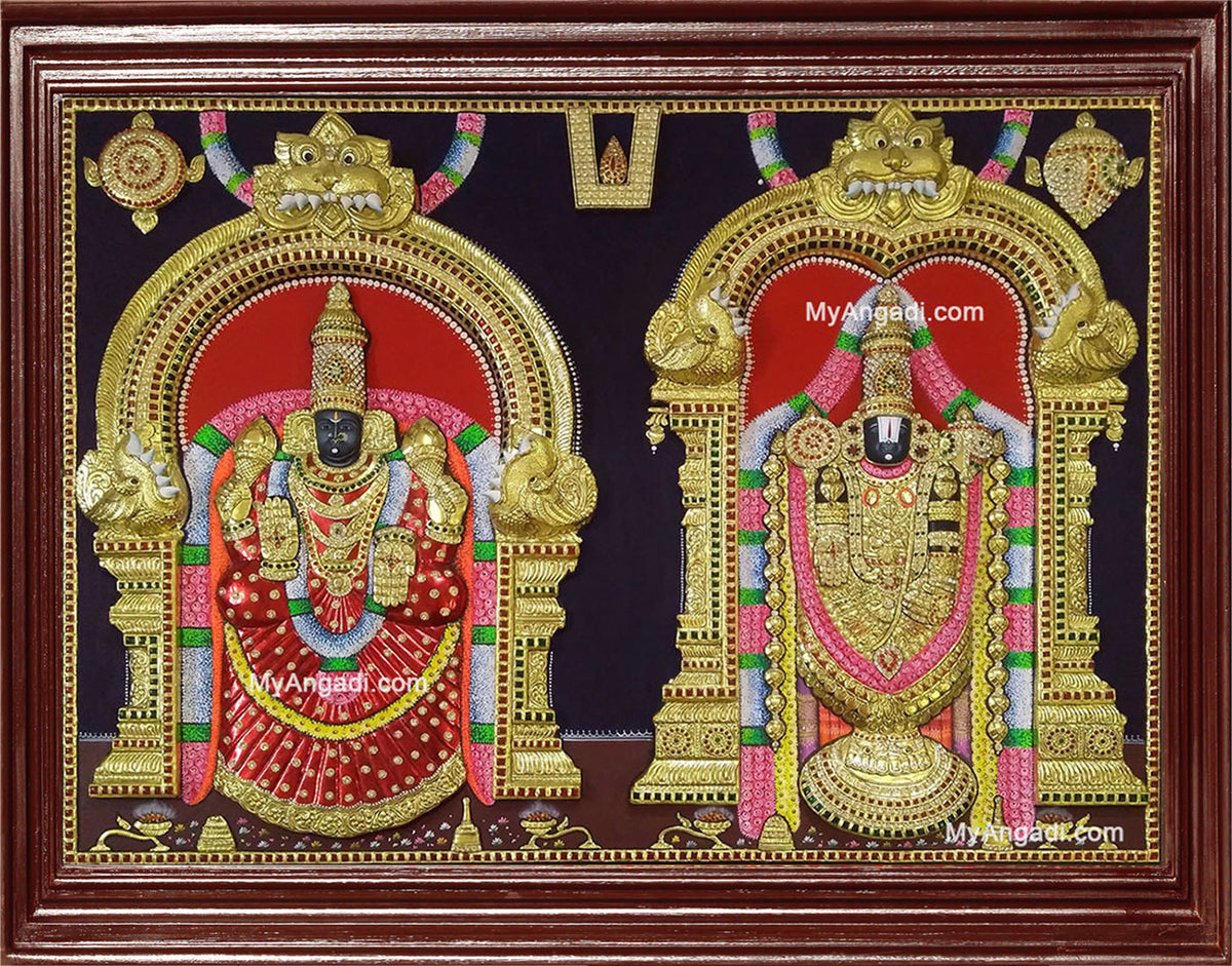 Balaji Padmavati Thaayar Super Emboss 3D Tanjore Painting