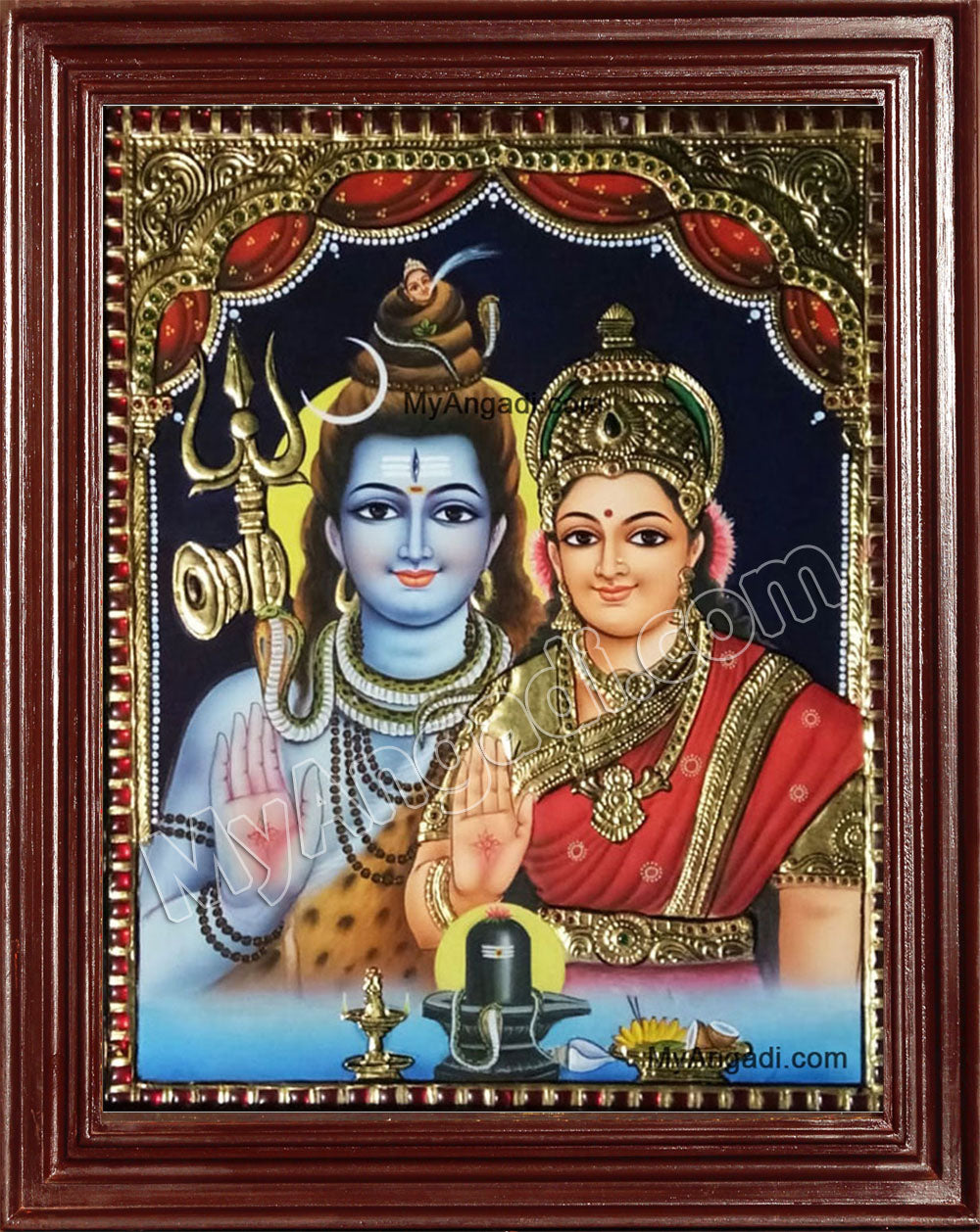 Shiva and Parvathi Devi Tanjore Paintings