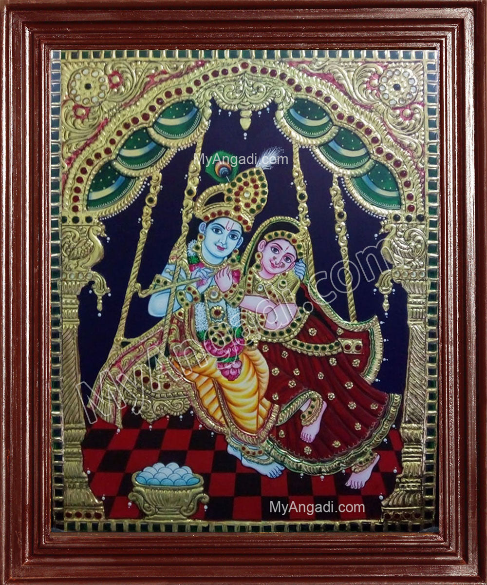 Jhula Radha Krishna Tanjore Painting, Krishna Tanjore Painting