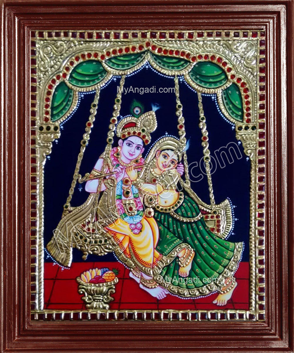 Jhoola Radha Krishna Tanjore Painting, Krishna Tanjore Painting