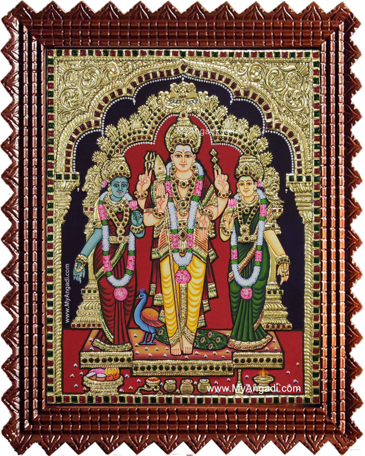 Murugan Valli Devasena Tanjore Painting