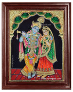Radha Krishna Playing Flute Tanjore Painting
