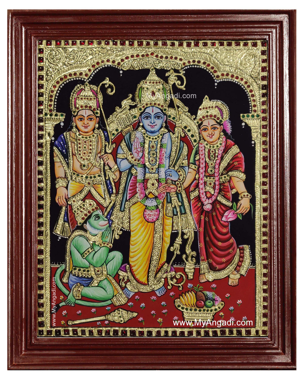 Ramar Lakshmanan Sita Hanuman Tanjore Painting