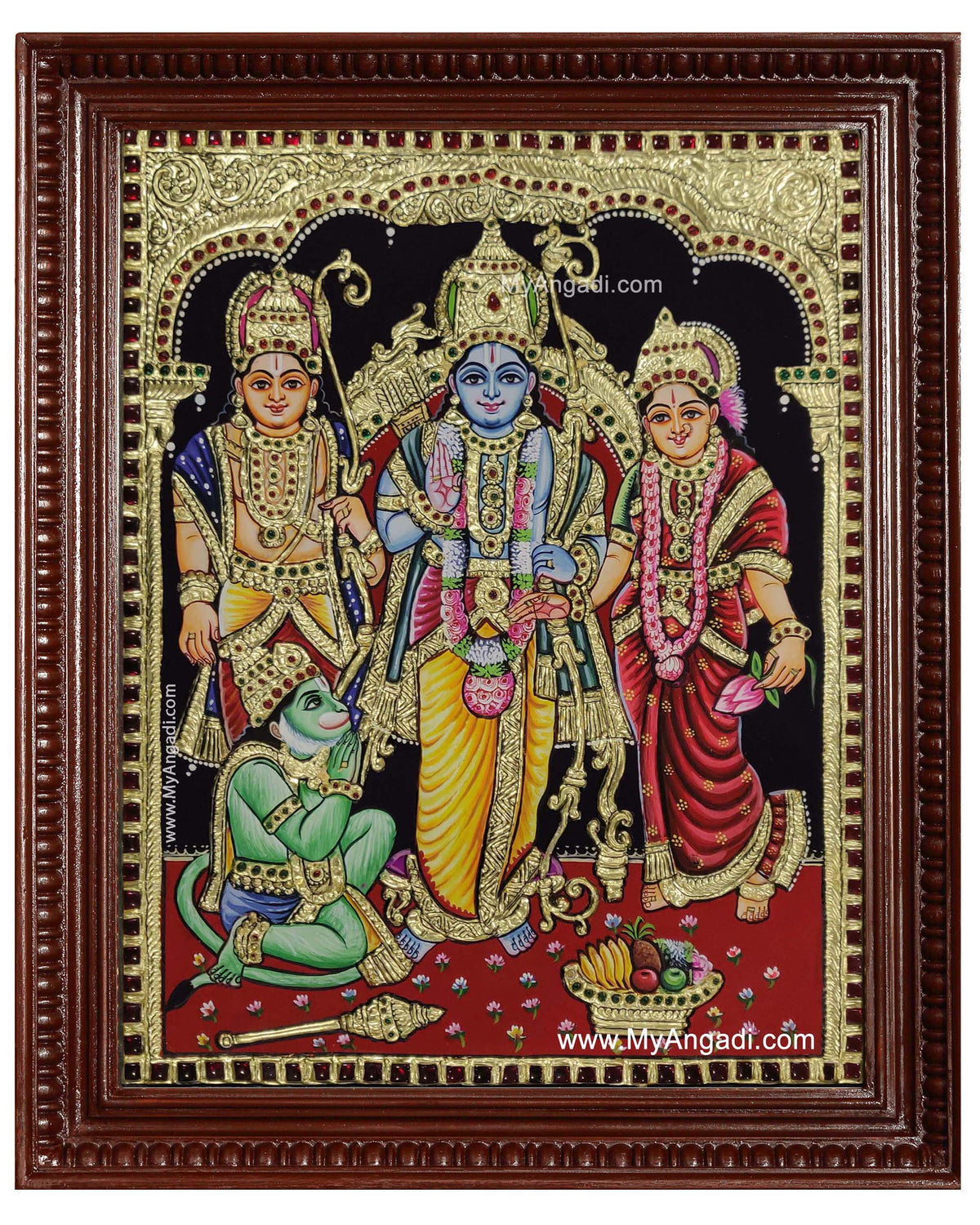 Ramar Lakshmanan Sita Hanuman Tanjore Painting