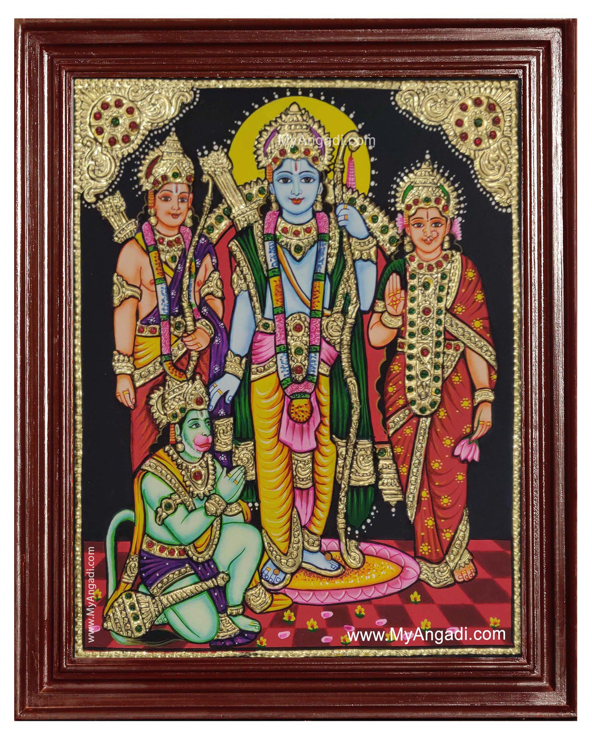 Ramar Sita Lakshmanan Hanuman Tanjore Painting