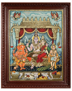 Shiva Family Paarvathi Ganesh Murugan Tanjore Painting