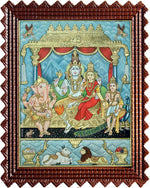 Shiva Family Paarvathi Ganesh Murugan Tanjore Painting