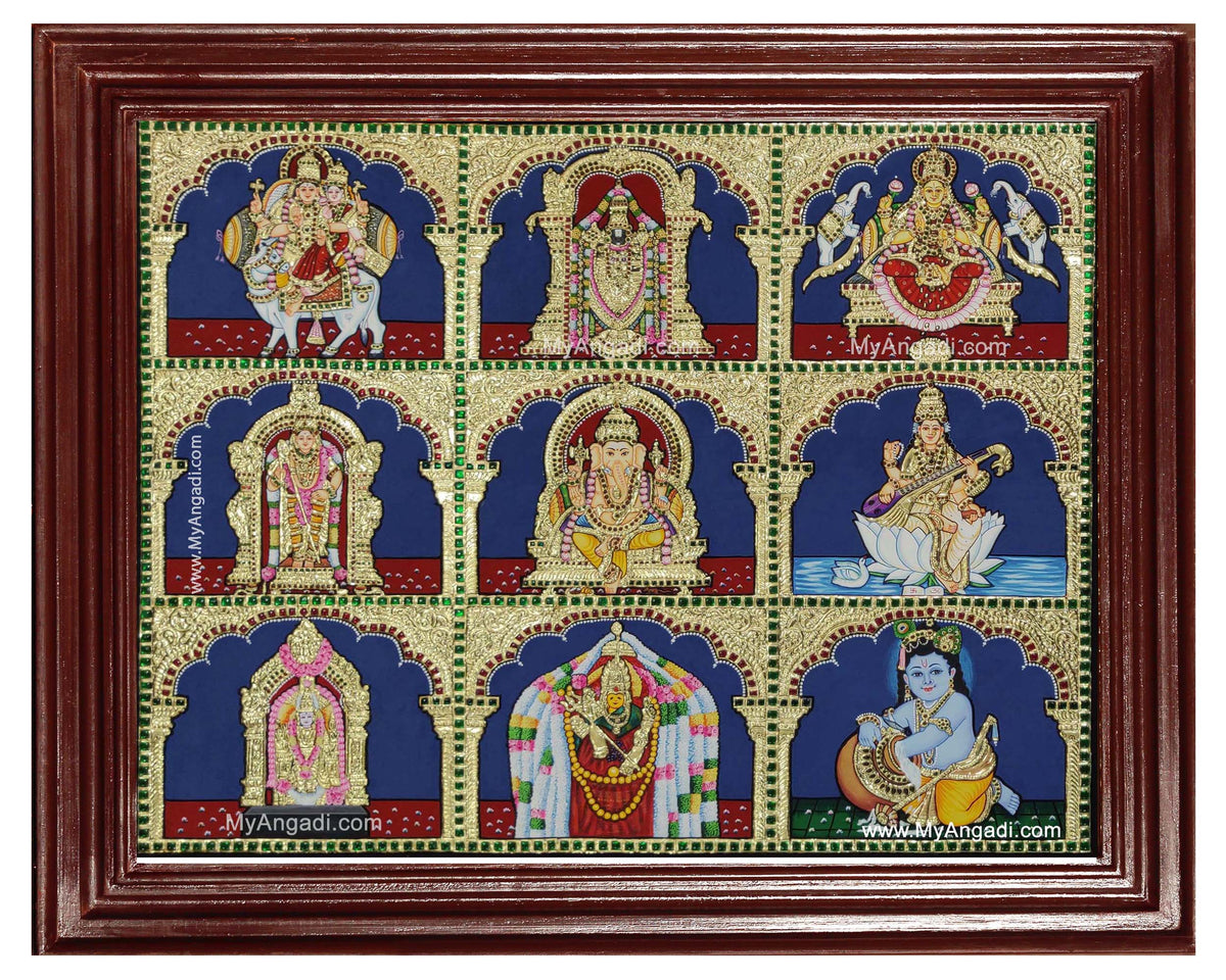 Panel Shiva Balaji Lakshm Murugan Ganesha Saraswathi Tanjore Painting
