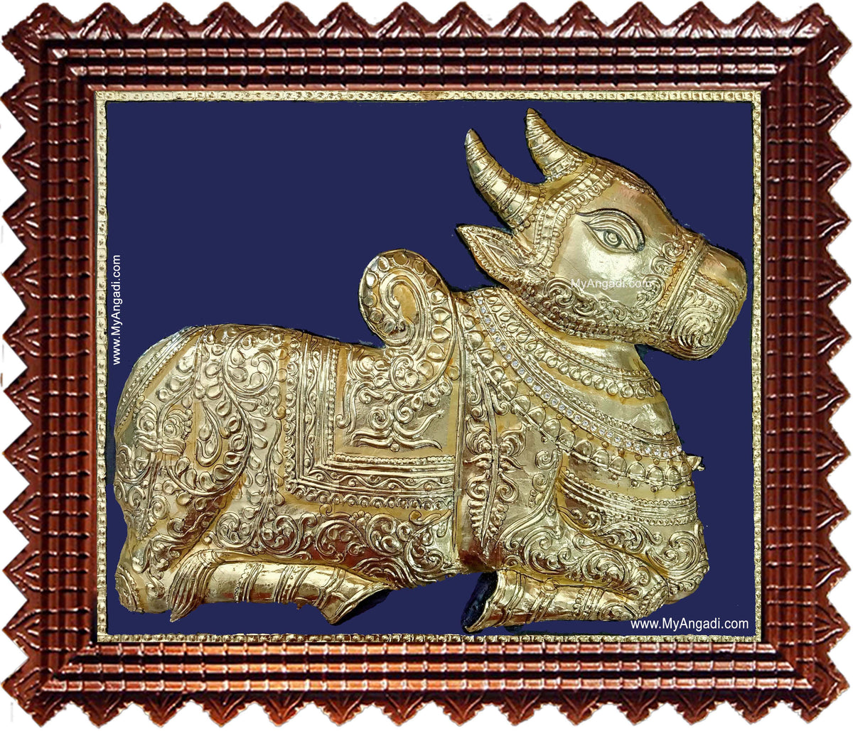 Nandhi Bagavan Shiva Vehicle Tanjore Painting