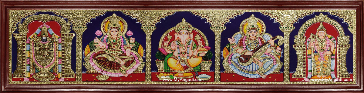 Panel Balaji Lakshmi Murugan Ganesha Saraswathi Tanjore Painting