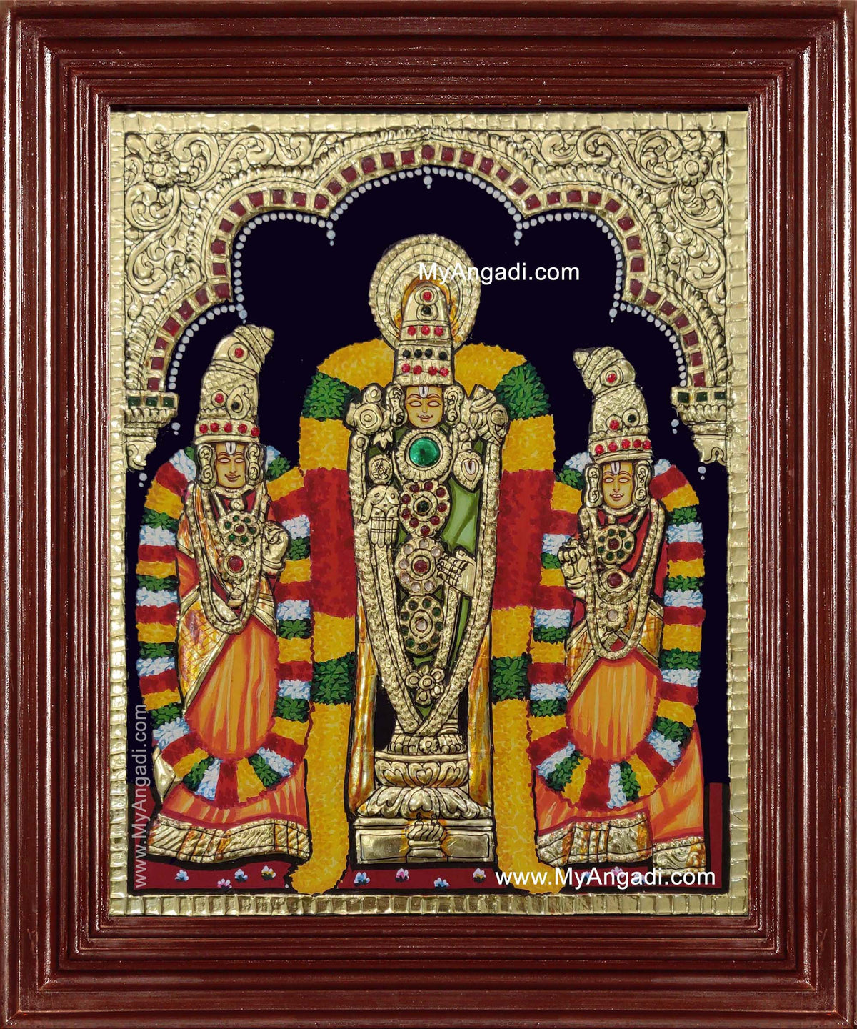 Venkateswara Perumal Sri Devi Bhu Devi Tanjore Painting