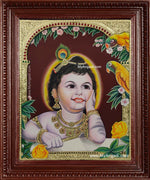 Parrot Krishna Tanjore Painting