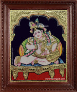 Butter Pot Krishna Tanjore Painting