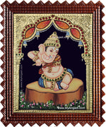 Music Ganesha Playing Veenai Tanjore Painting