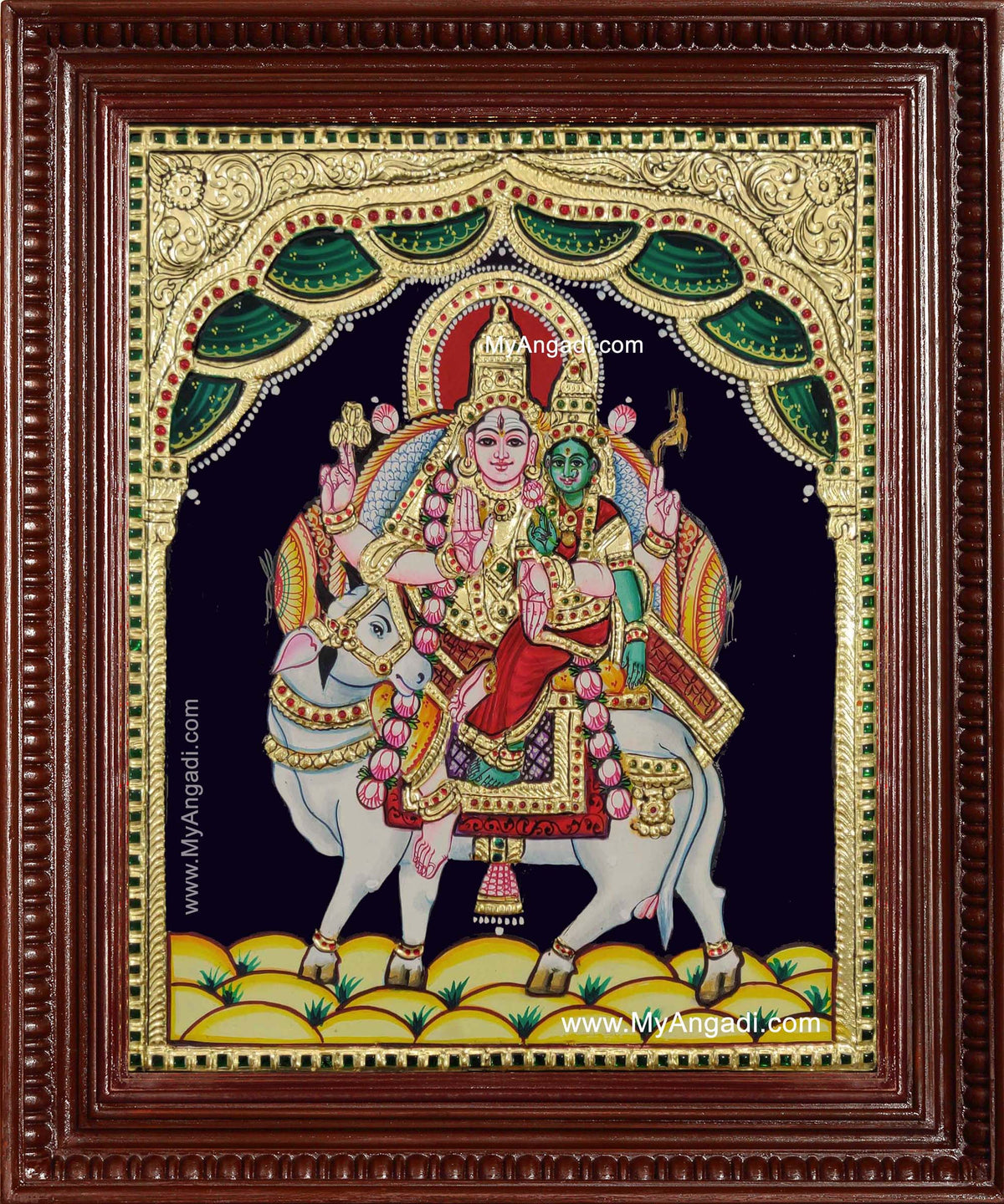 Siva Parvathi Pradosha Sivan Tanjore Painting