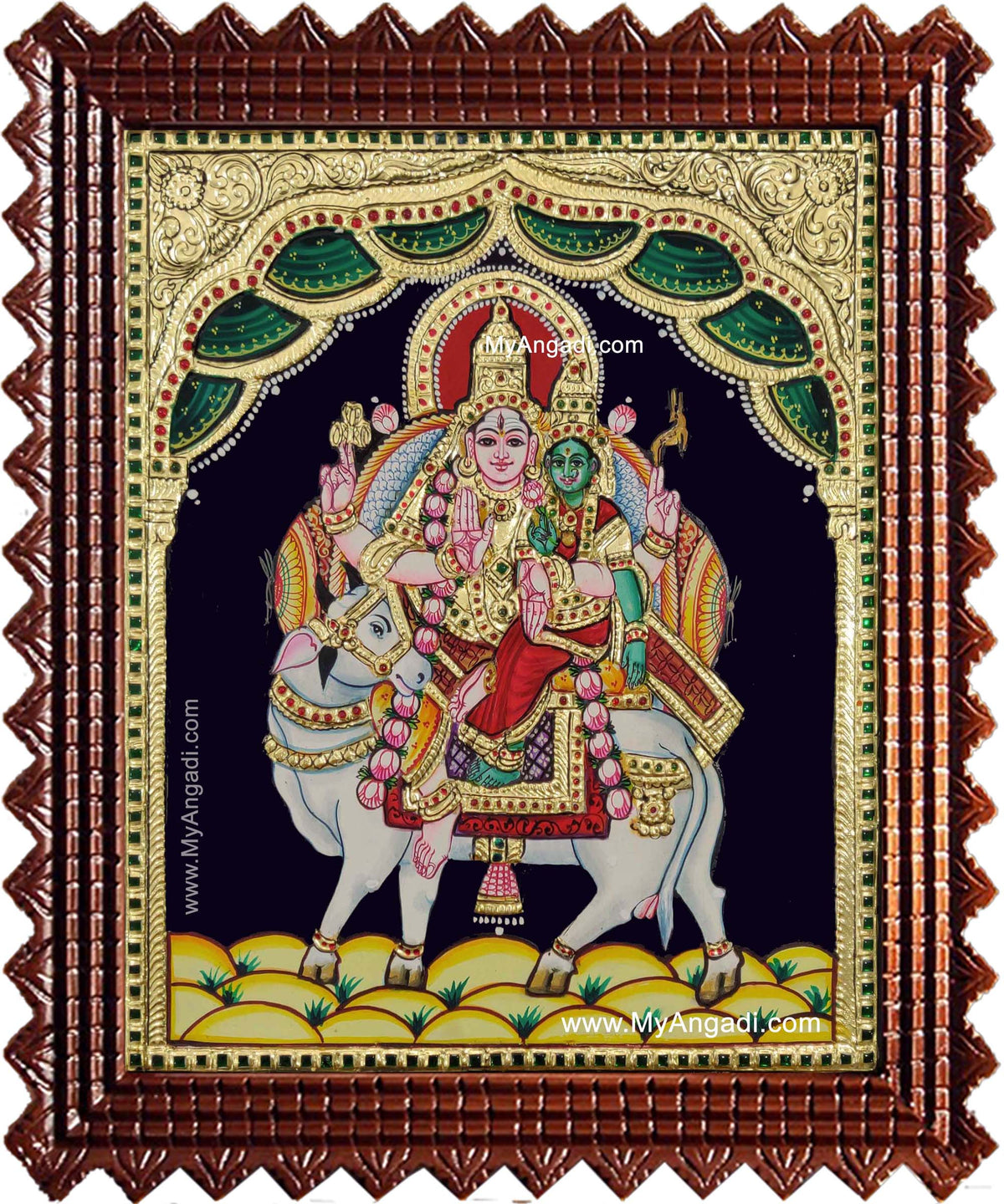 Siva Parvathi Pradosha Sivan Tanjore Painting