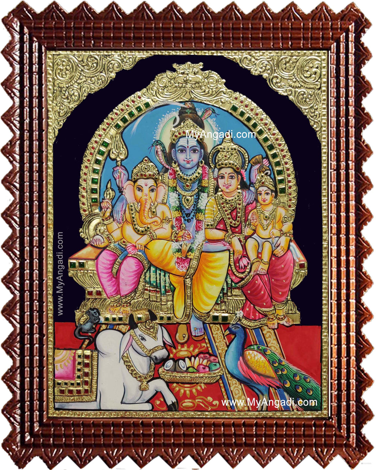 Shiva Darbar Siva Sakthi Ganesh Murugan Tanjore Painting