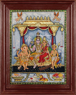 Shiva Family Paarvathi Ganesh Murugan Tanjore Painting