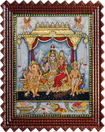 Shiva Family Paarvathi Ganesh Murugan Tanjore Painting