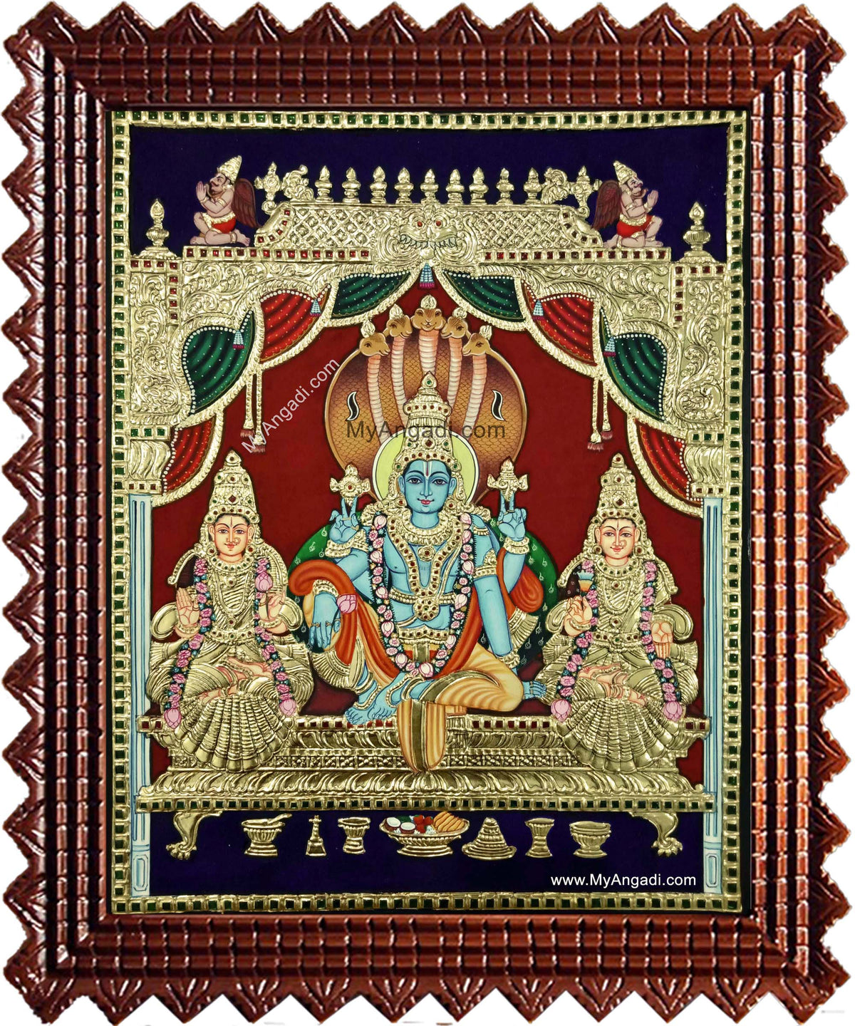 Narayanan Sri Devi Bhu Devi Tanjore Painting