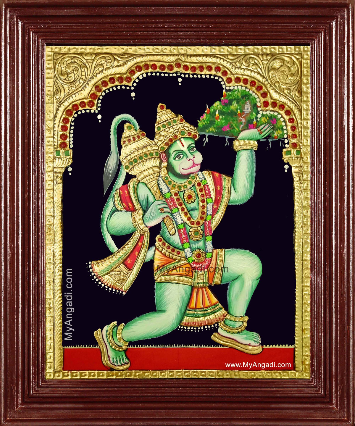 Anchaneya Sanjeevi Hills Tanjore Painting