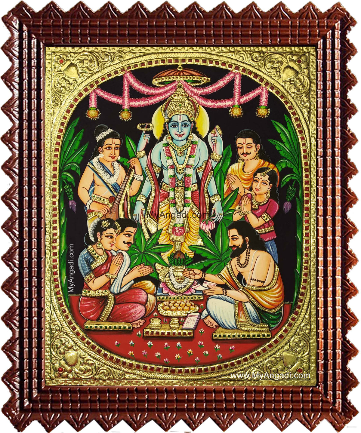 Lord Sathya Narayana Swami Tanjore Painting