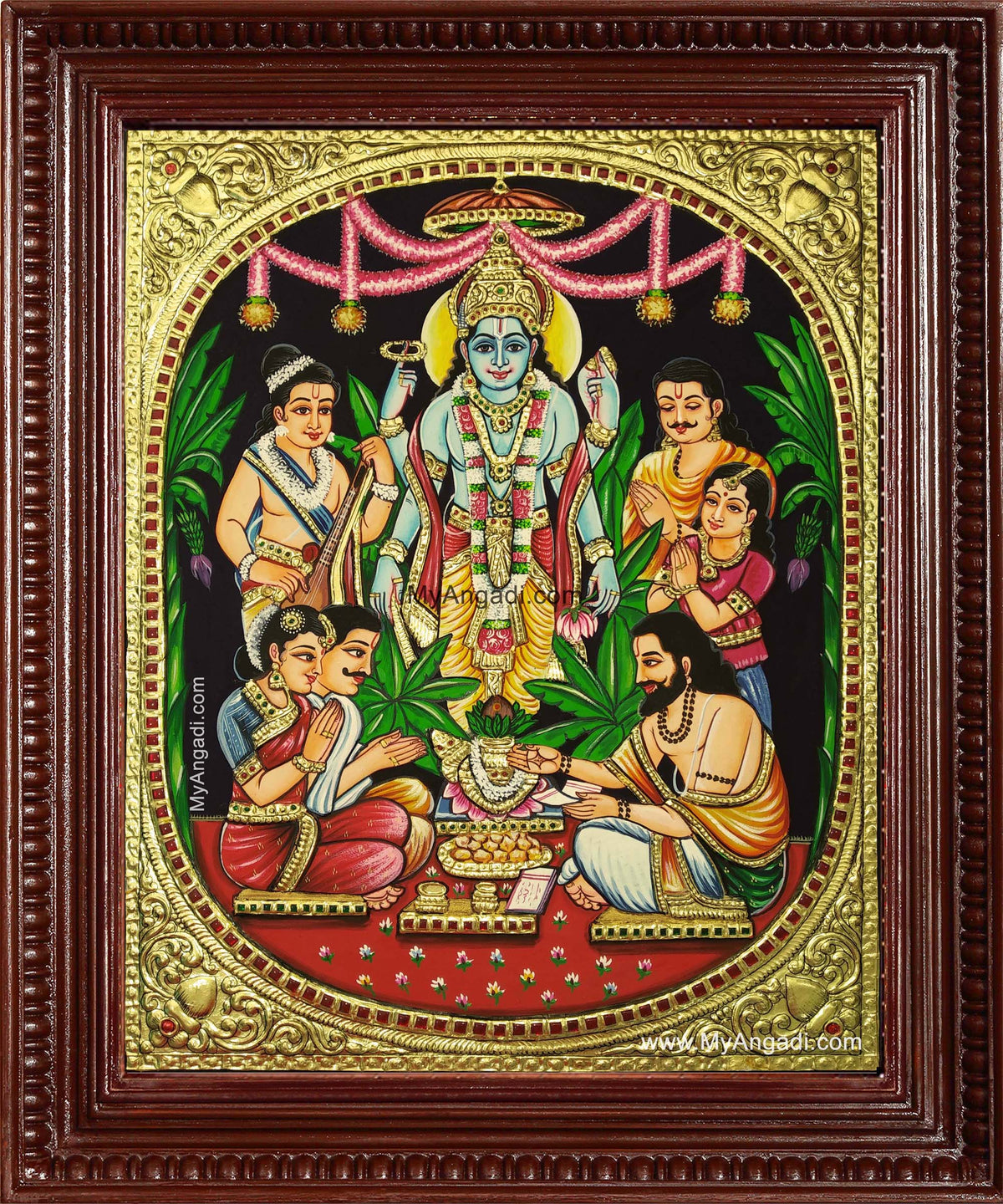 Lord Sathya Narayana Swami Tanjore Painting